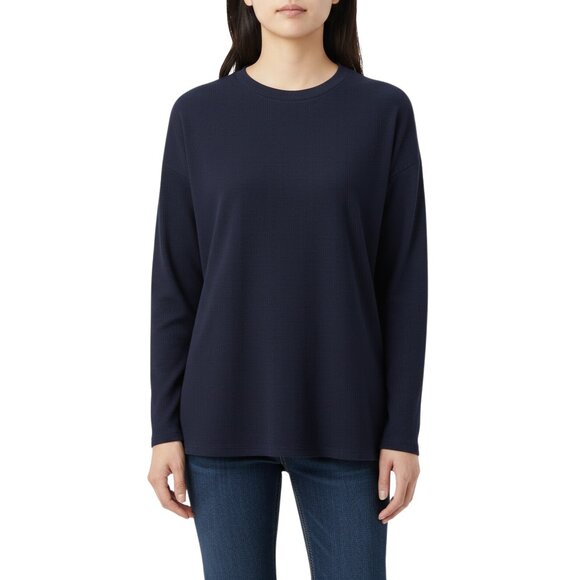 Eileen Fisher Navy Long Sleeve Crew Neck Knit Top – Women’s S/P - Picture 1 of 6